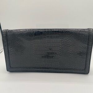 Banana Republic Black Croc-Embossed Clutch